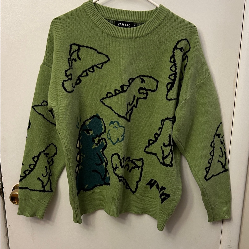 Green Dinosaur Sweater by Vamtac XL